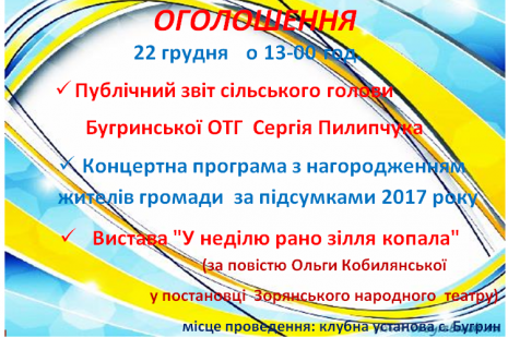 Звіт сільського голови Пилипчука Сергія за 2017 рік